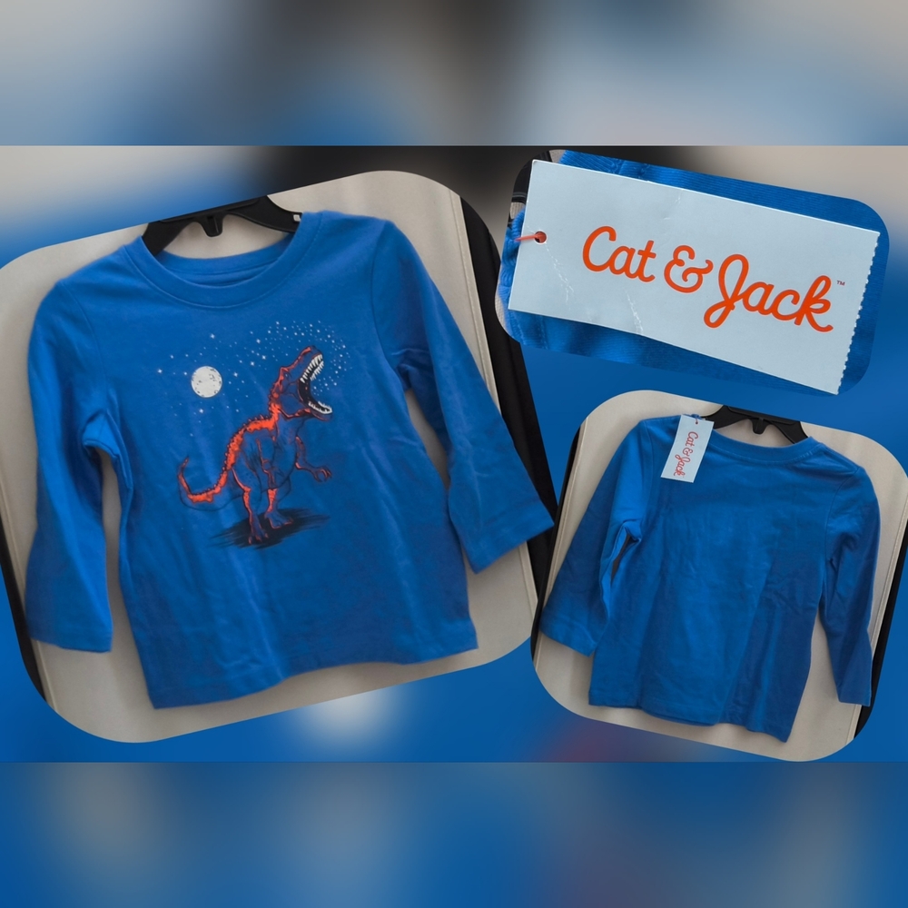 Cat & Jack Vibrant Blue Dino Graphic Tee Size 18m